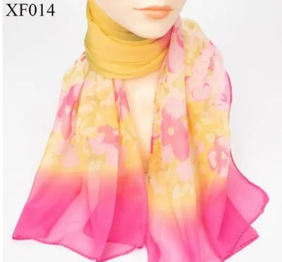 Spring And Autumn Print Chiffon Scarf Shawl Xf014 Yellow Rose Red - Shop at LoveMi