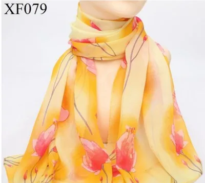 Spring And Autumn Print Chiffon Scarf Shawl Xf079 Rose Yellow - Shop at LoveMi