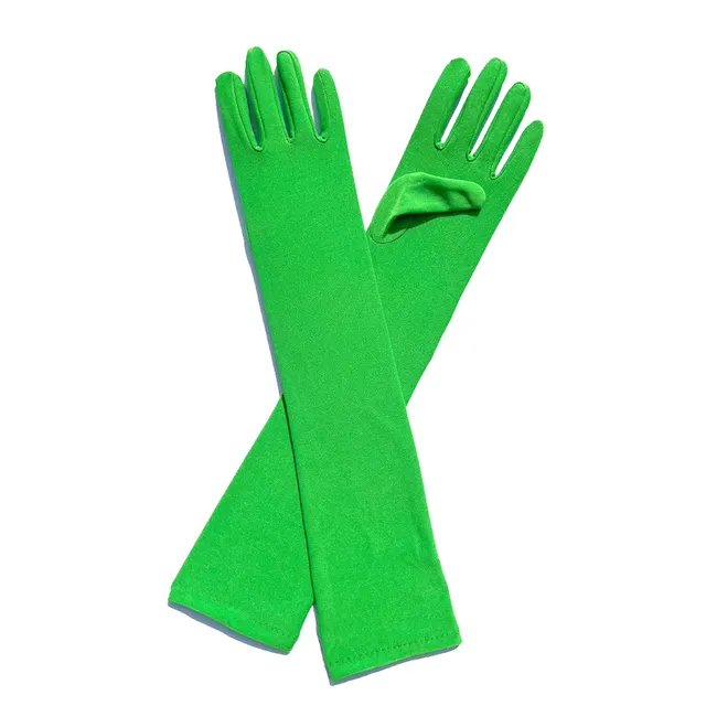 Ladies Fashion Milk Silk Stretch Gloves Dark Green - Shop at LoveMi