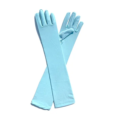 Ladies Fashion Milk Silk Stretch Gloves Light Blue - Shop at LoveMi