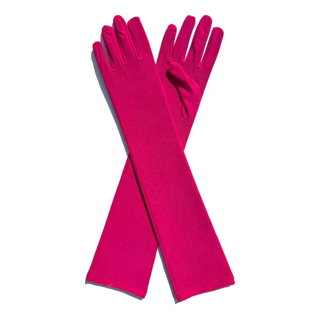 Ladies Fashion Milk Silk Stretch Gloves Rose Red - Shop at LoveMi