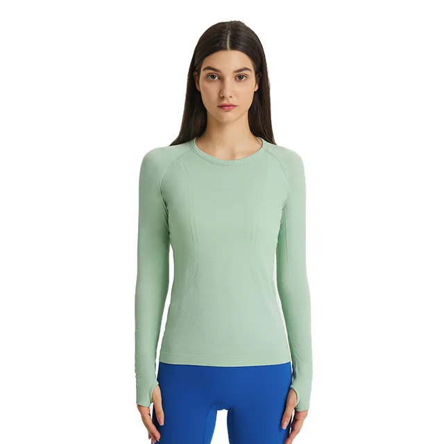 New Women's Round Neck Sports T shirt Slim Fit And Breathable Light Mint Green - Shop at LoveMi