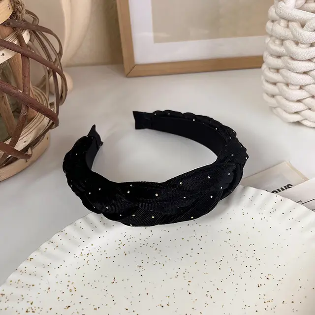 Vintage Polka Dot Velvet Pearl Twist Headband Twist - Shop at LoveMi