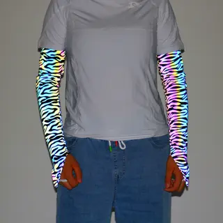 Ladies Fashion Sports Sunscreen Bright Reflective Sleeve - Zebra