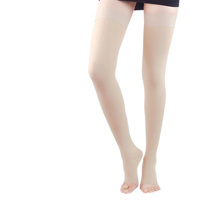 Mid Cut Romper With Covered Toe Compression Socks Long Tube Open Toe Skin Tone - Shop at LoveMi