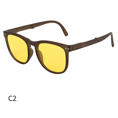 Trendy Foldable Sunglasses For Women TR Polarized Folding Sun Glasses Amber Coffee - Shop at LoveMi