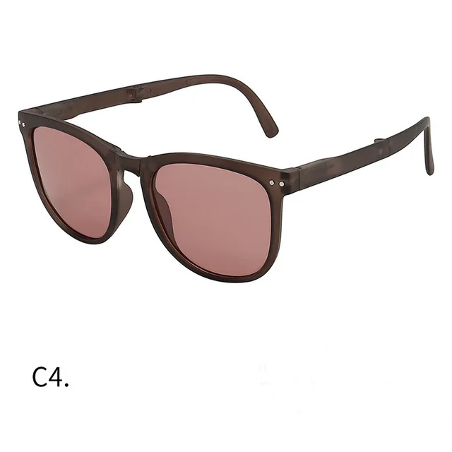 Trendy Foldable Sunglasses For Women TR Polarized Folding Sun Glasses Pink Light Coffee - Shop at LoveMi