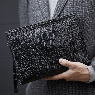 Leather Large Capacity Clip Bag Business Casual Clutch Black - Shop at LoveMi