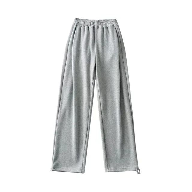 European And American Street High Waist Loose And Thin Drawstring Trousers Light Grey - Shop at LoveMi