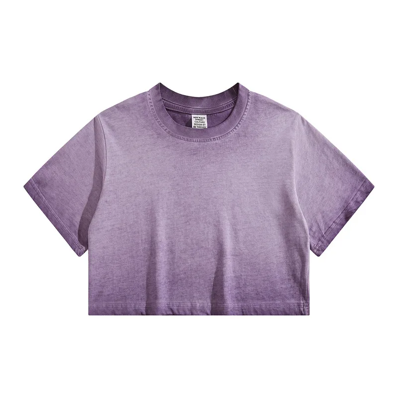 Distressed Colorful Frayed Cropped T shirt Hip hop Purple - Shop at LoveMi