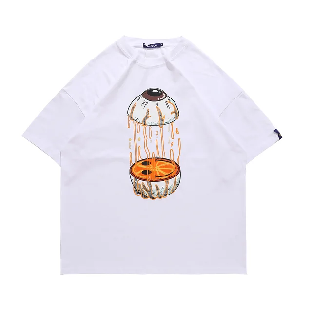 Eye Print Oversize Couple Short sleeved T shirt Men And Women Can Wear White - Shop at LoveMi