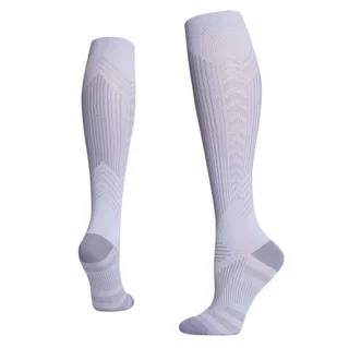 Sports Long Compression Socks With Reflective Strips - Elegant Grey