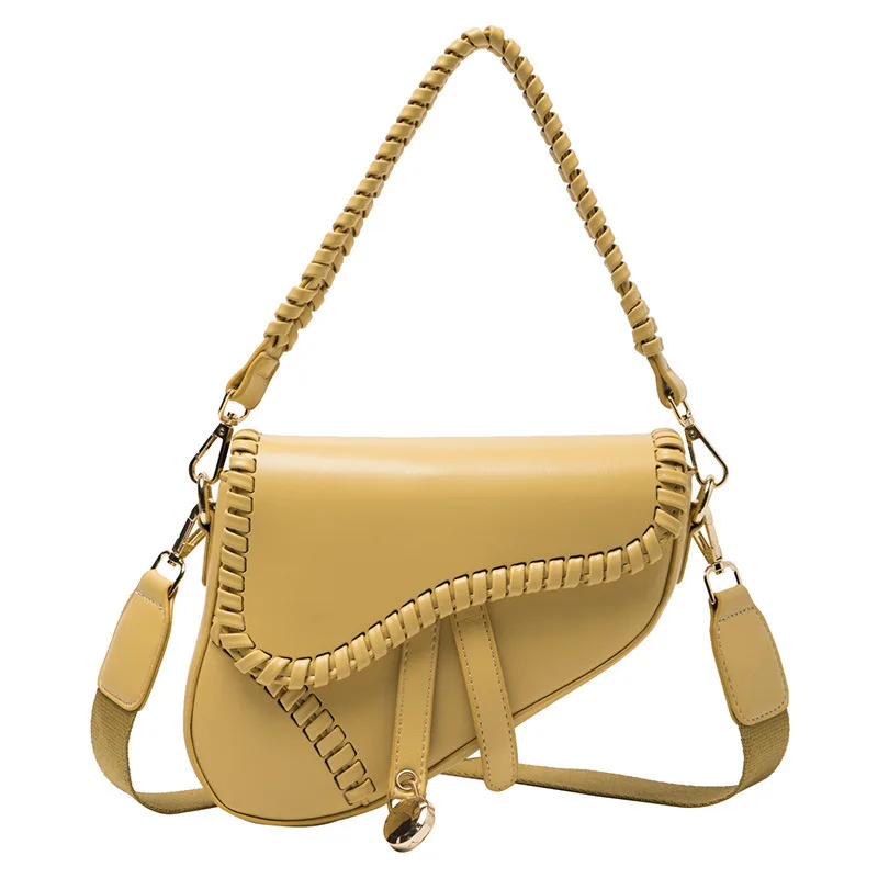 Vintage Crossbody Saddle Lace Underarm Shoulder Bag Yellow - Shop at LoveMi