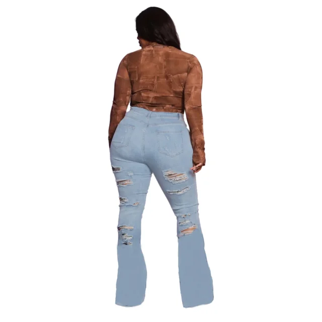 Fashion All match Trend Hole Elastic Light Blue - Shop at LoveMi