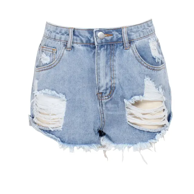 Fashion All match Slim fit Washed Ripped Denim Light Blue - Shop at LoveMi