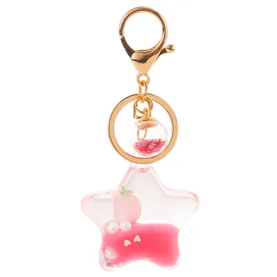 Color Small Pendant Peach Five pointed Star Liquid Quicksand Keychain Wine Red - Shop at LoveMi