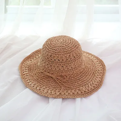 Women's Summer Hollow Crochet Straw Hat Coffee - Shop at LoveMi