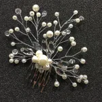 Bridal Headdress Pearl Hair Comb Wedding Bridal Accessories European And American Headdress - Silver Iron Wire Version