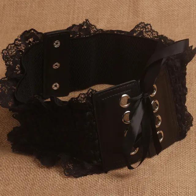 New Ladies Simple Versatile Elastic Corset Belt Lace Coffee - Shop at LoveMi