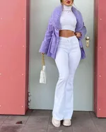 Ladies' Autumn New Solid Color Slim Fit Flared Pants - Red