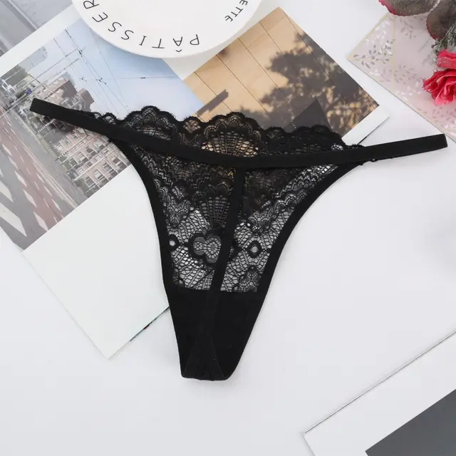 Thong Seduction Transparent Lace Ladies Seamless Black - Shop at LoveMi