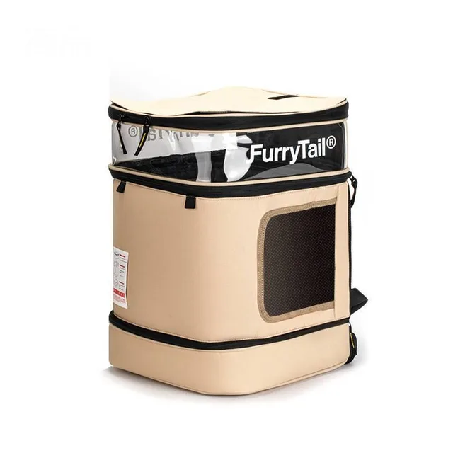 Portable Large capacity Breathable Cat Backpack Light Gold Khaki - Shop at LoveMi