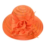 European And American New Crystal Organza Banquet Hat - Orange