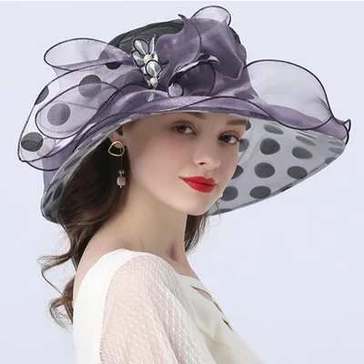 Ladies Street Casual Sun Hat With Polka Dot Decoration And Big Brim Rose Red - Shop at LoveMi