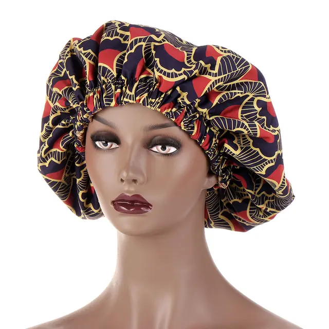 European And American Popular African Style Fashion Printing Elastic Nightcap Navy Blue Red - Shop at LoveMi