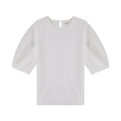 Minimal Style Round Neck Versatile Five Point Sleeve Pullover Jacket White - Shop at LoveMi