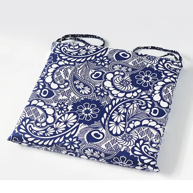 Office Chair Japanese Tatami Linen Cushion Blue Printed - Shop at LoveMi