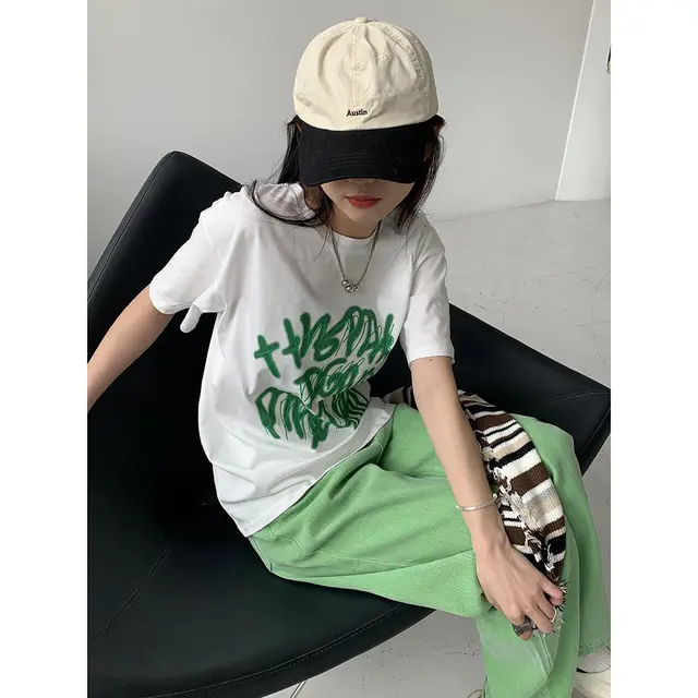 Women's Trendy Short Sleeve T shirt Personality Creative White - Shop at LoveMi