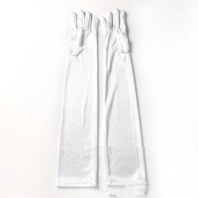 52cm Satin Over Elbow Evening Gown Long Gloves Lengthened Gloves 1920s Party Dress Gloves White - Shop at LoveMi