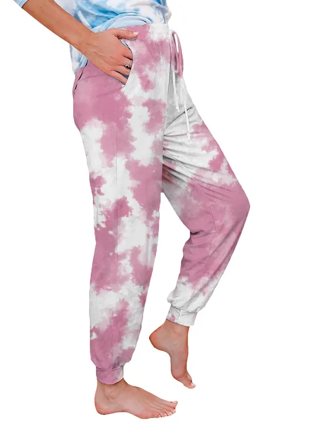 Tie dye Trousers European And American Home Casual Tie dye Trousers Pink - Shop at LoveMi