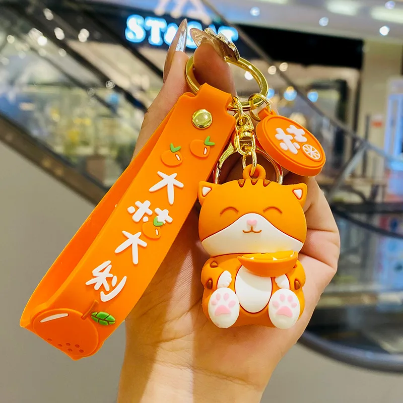 Creative Big Orange Italian Cute Cat Keychain Eating Oranges - Shop at LoveMi