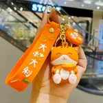 Creative Big Orange Italian Cute Cat Keychain - Eating Oranges
