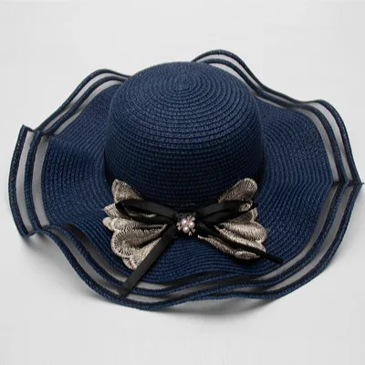 Summer Beach Straw Hat Korean Style All match Lace Blue - Shop at LoveMi