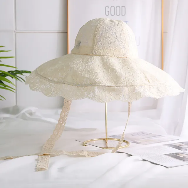 Summer Lace Up Sun Hat Seaside Beach Protection Beige - Shop at LoveMi
