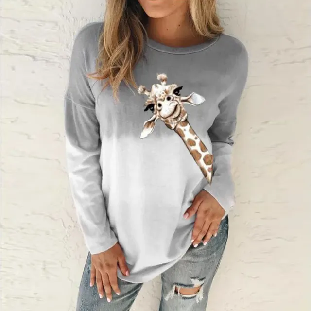 Women's Gradient Print Long Sleeve Top Grey - Shop at LoveMi
