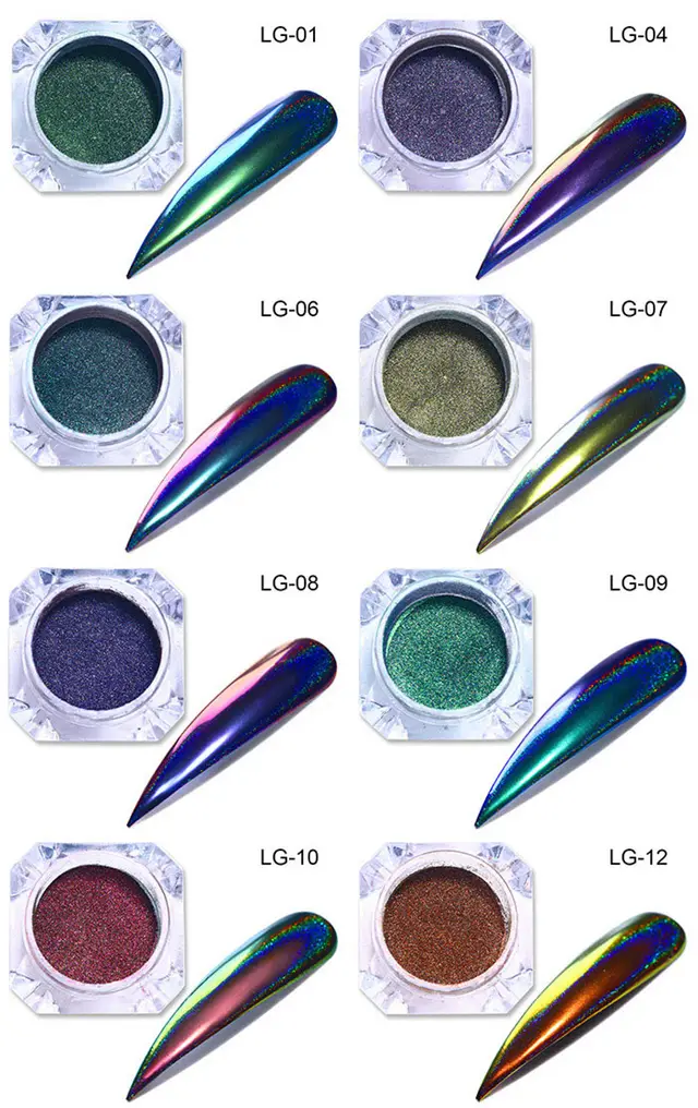 Nail Art Magic Mirror Effect Powder Laser Peacock Aurora Rainbow No 10 - Shop at LoveMi
