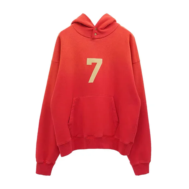 Couple Number 7 Letter Flocking Loose Casual Sweater Red - Shop at LoveMi