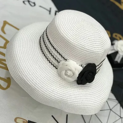 Camellia Retro Elegant Sunshade Straw Hat White - Shop at LoveMi
