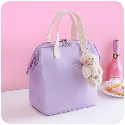 Tote Bag With Rice Pocket Thermal Insulation Breakfast Bag Purple - Shop at LoveMi