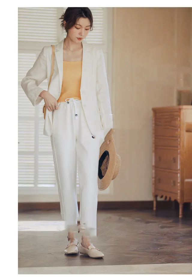 Women's High Waist Elastic Loose Leggings Casual Pants Beige - Shop at LoveMi