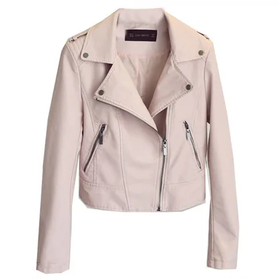 PU Short Women's Small Leather Jacket Pink - Shop at LoveMi