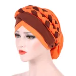 Two Tone Braided Milk Silk Indian Baotou Hat - Orange