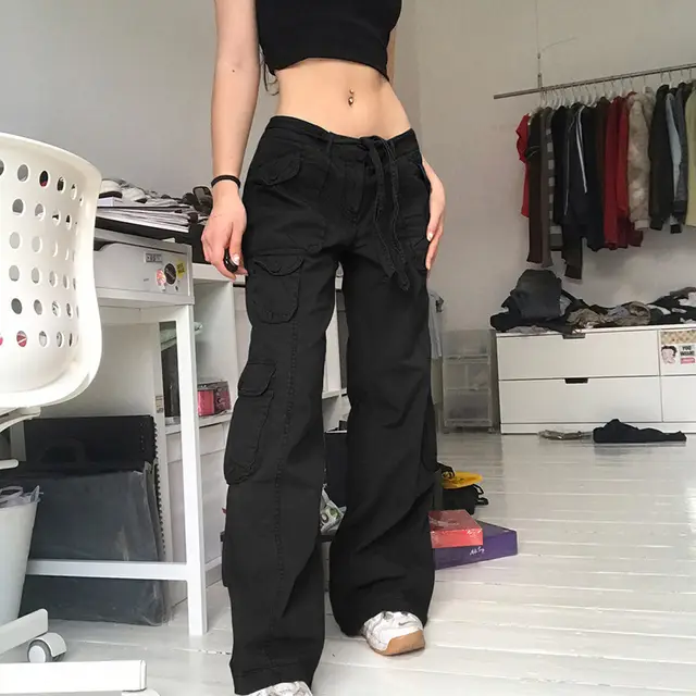 Retro Grey Work Jeans For Women European american Style Black - Shop at LoveMi