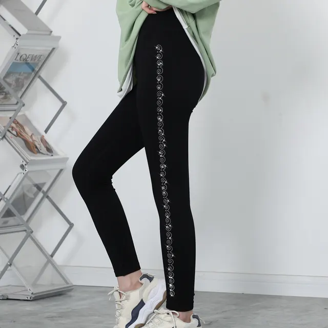 Stretch Slimming Modal Outdoor High Waist Hot Drill Nine point Pants 3White Diamond - Shop at LoveMi
