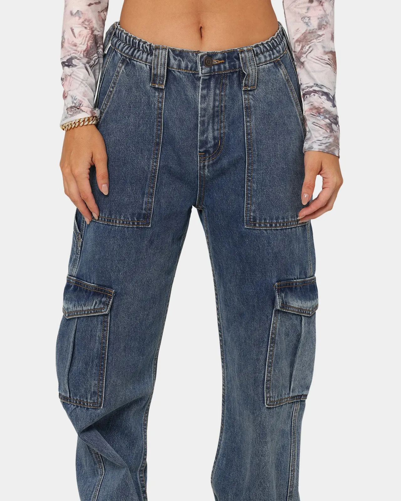 Women's High Waist Baggy Loose Wide Leg Workwear - Grey