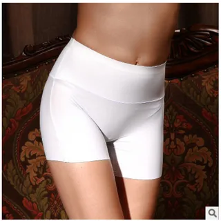 High-waisted, Close-in, Flat Corner, Traceless Ice Silk Panties For Women - White